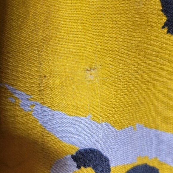 Vintage retro abstract midi dress yellow cotton linen blend size 36 small medium - Picture 9 of 12